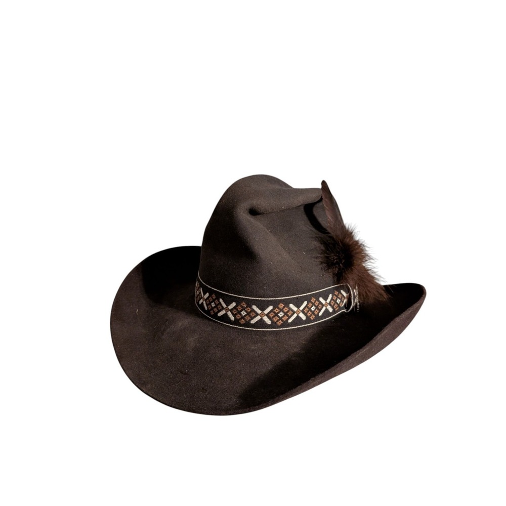 Vintage‎ John B. Stetson 3X Beaver Brown Felt Cowboy Hat — Size 7⅛